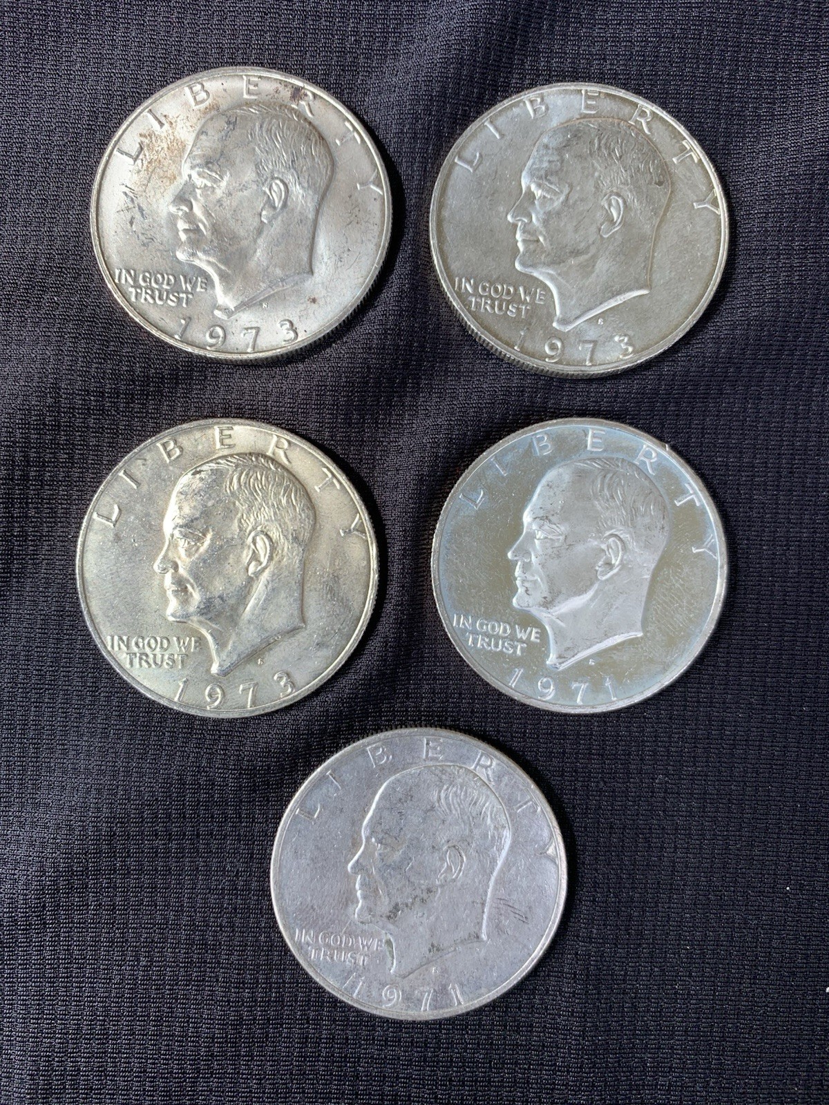 Lot of 5 Silver Eisenhower  Dollars For Sale (Actual Coins Shown In Photos)