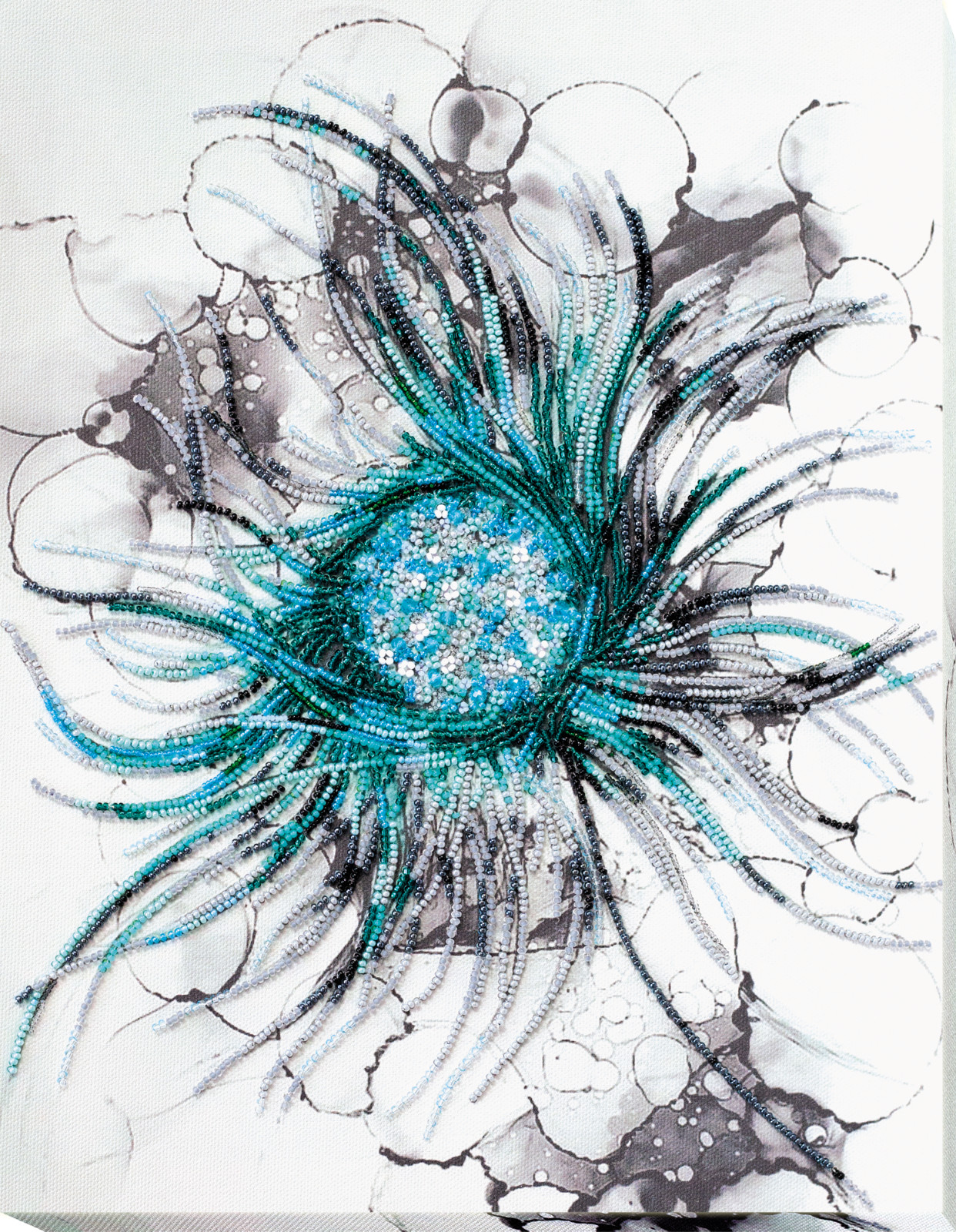 Bead Embroidery Kit "Aquamarine" Stitching Handmade Beadwork