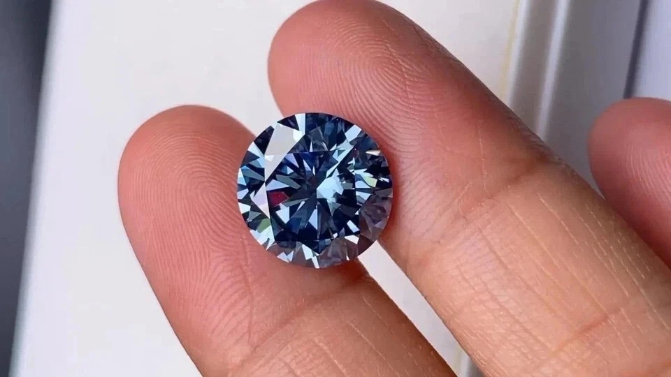 Natural Blue Color Precious Round Shape 2Ct Lab Grown Diamond VVS1 Certified N53