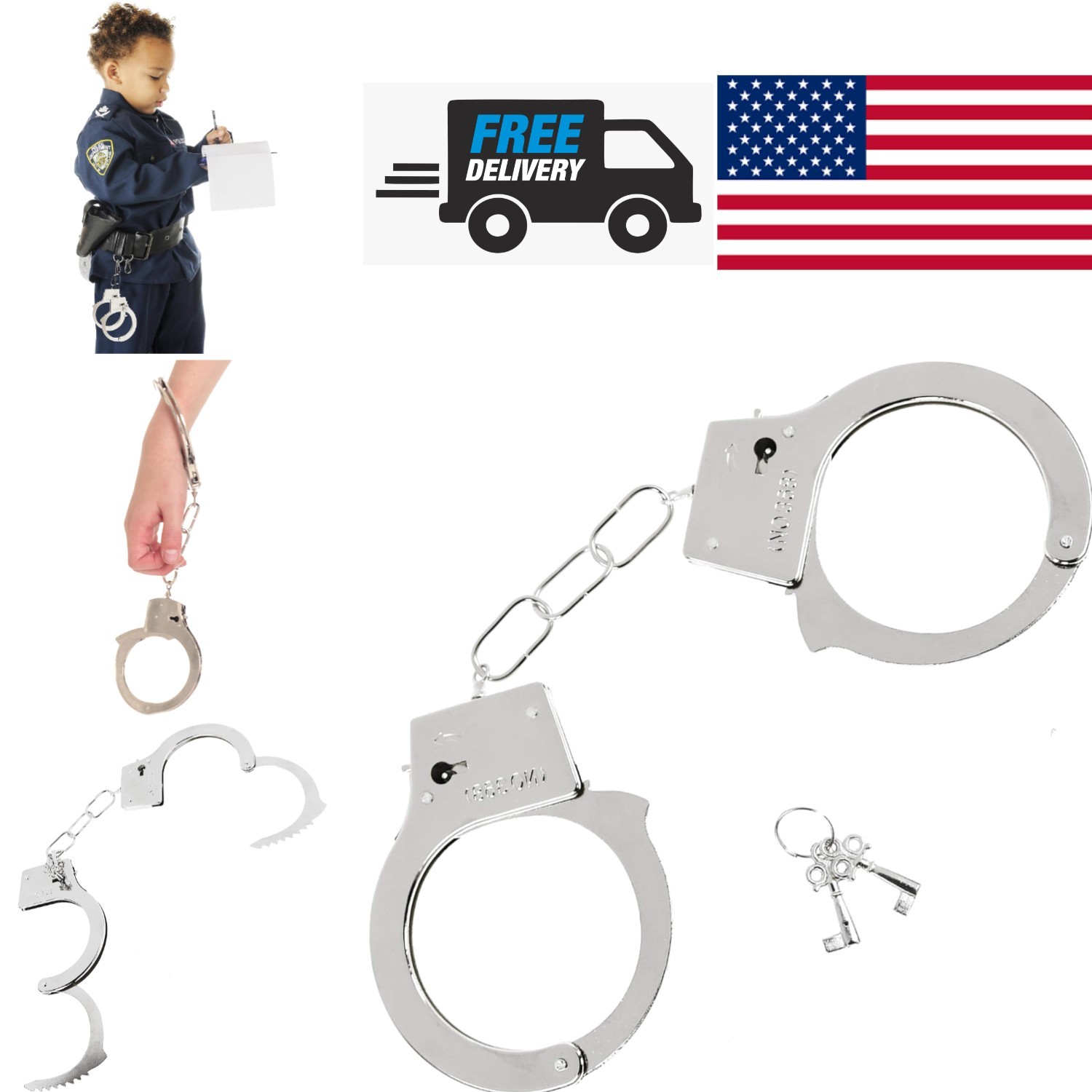 Toy Police Handcuffs with Safety Release Ideal for Children and Adults Role Play