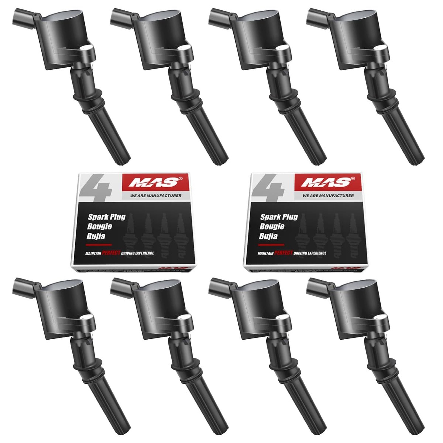 MAS Set of 8 Ignition Coil Pack and Iridium Spark Plug Compatible with Mercur...