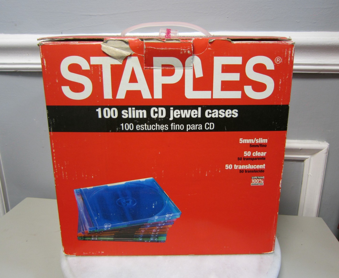 Staples 100pcs Slim 5mm CD Jewel Cases 50 Color & 50 Clear Cases Open Box lot
