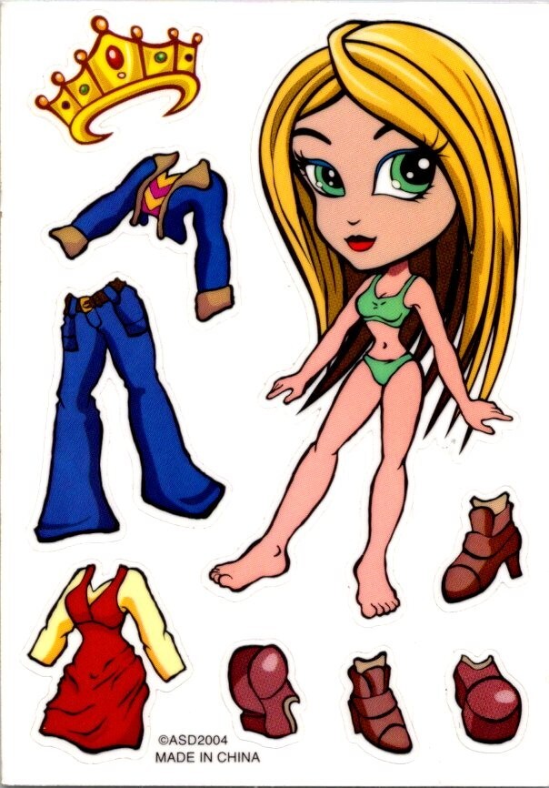 2004 ASD Bratz Vending Machine Sticker Paper Doll Style 4 1/4" tall G