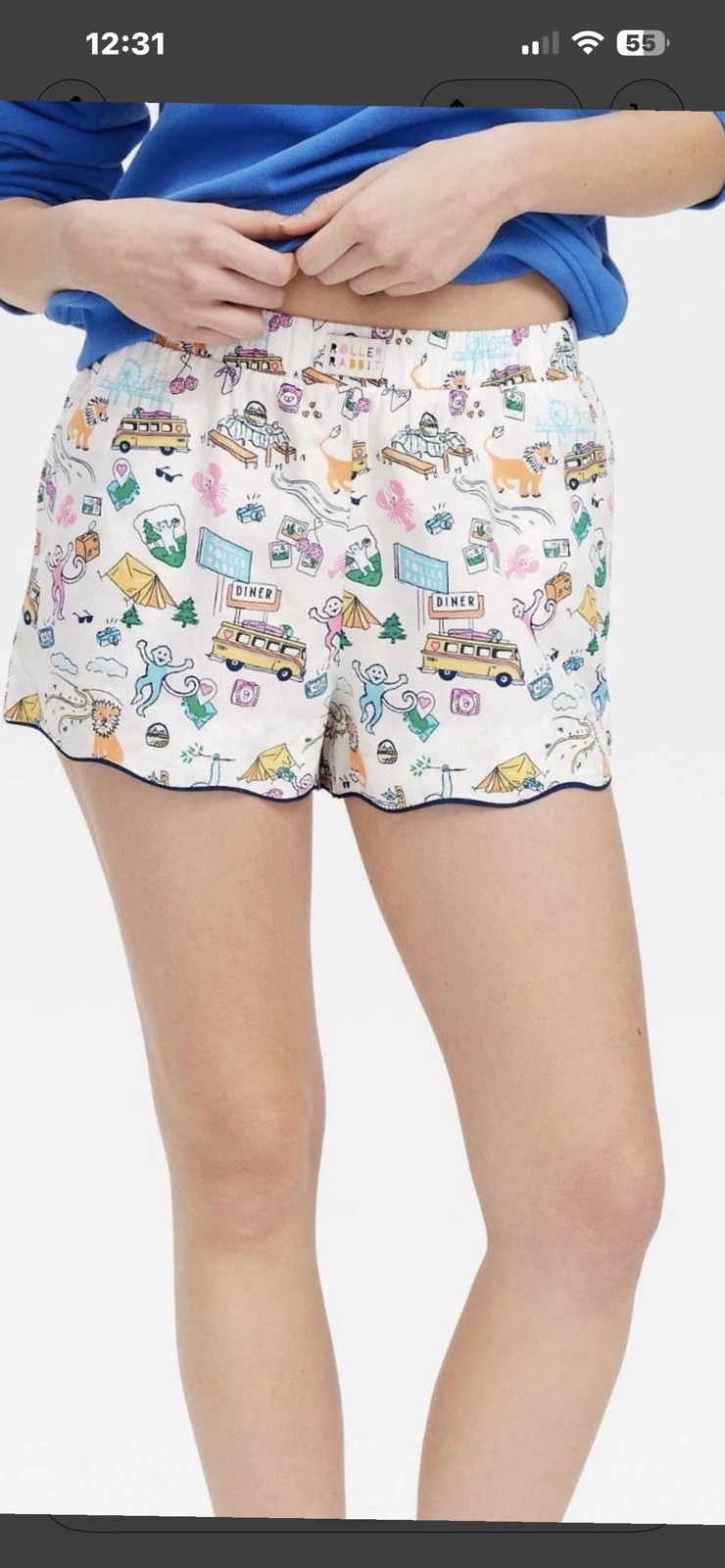 Roller Rabbit Target Poplin Boxer Shorts Road trip In hand Womens SMALL