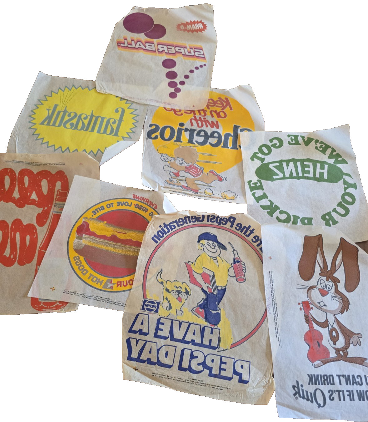 8 Ad Vintage Iron On Heat Transfers Heinz Pepsi Nestle Quik Super Ball Cheerio