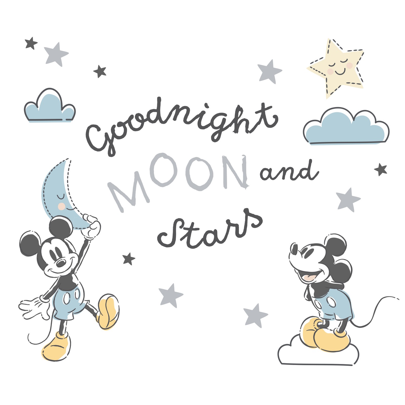Lambs & Ivy Disney Baby Moonlight Mickey Mouse Blue/Black Wall Decals/Stickers