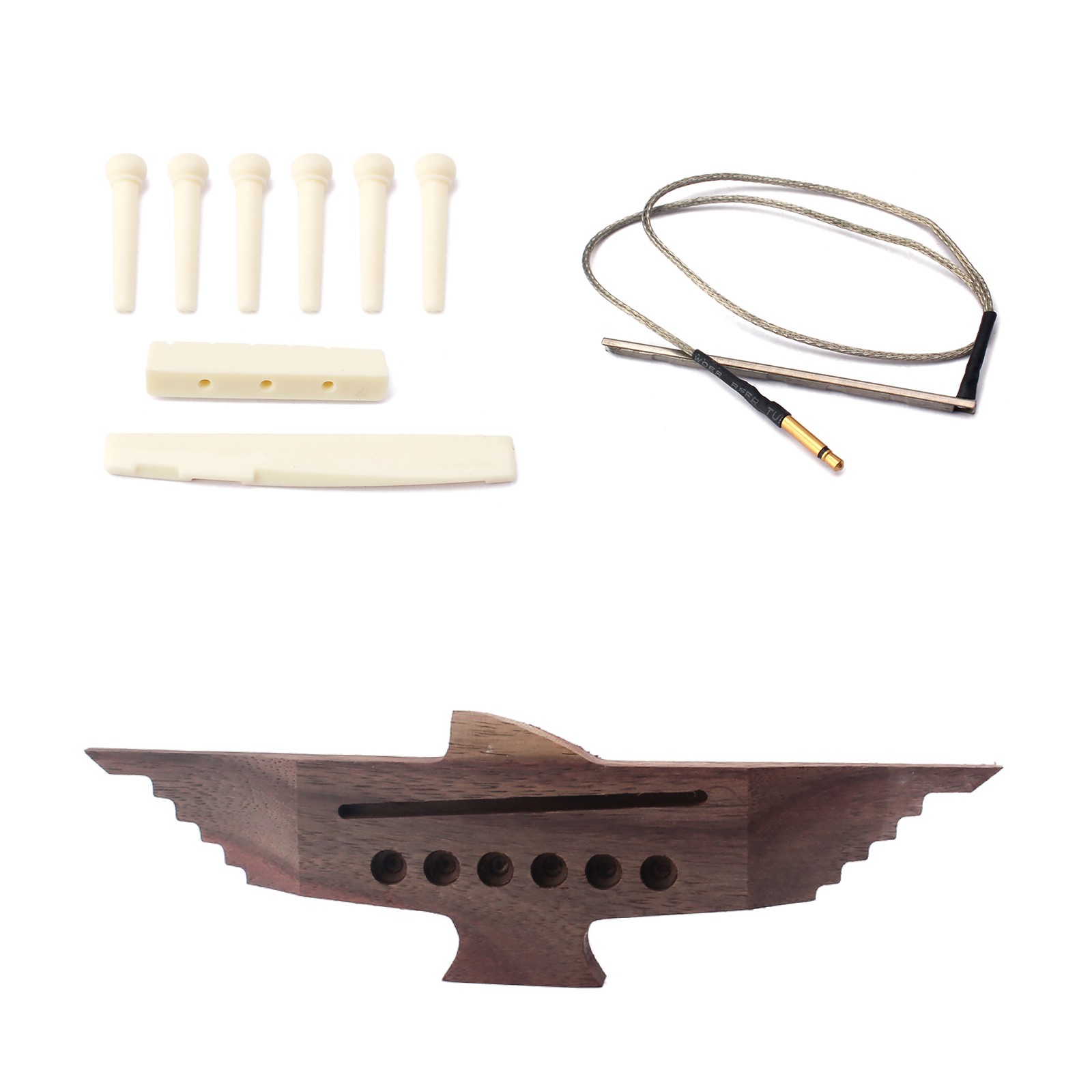 6 String Acoustic Guitar Rosewood Bridge & Pins Piezo Pickup Saddle Nut Set B