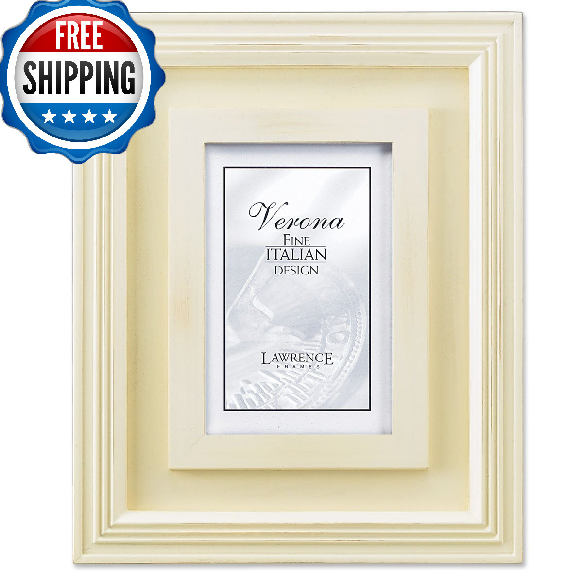 Lawrence Frames Dimensional Distressed Cream Wood Picture Frame 4x6