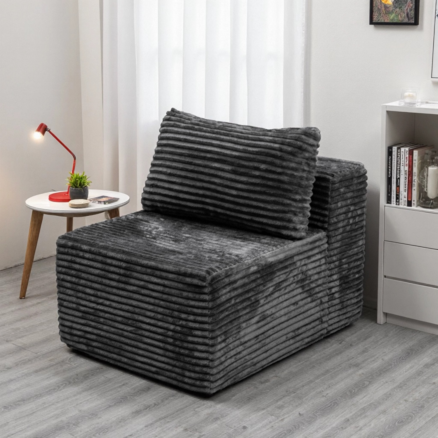 No Assembly Required Modular Sectional Couch Corduroy Floor Sofa for Small Space