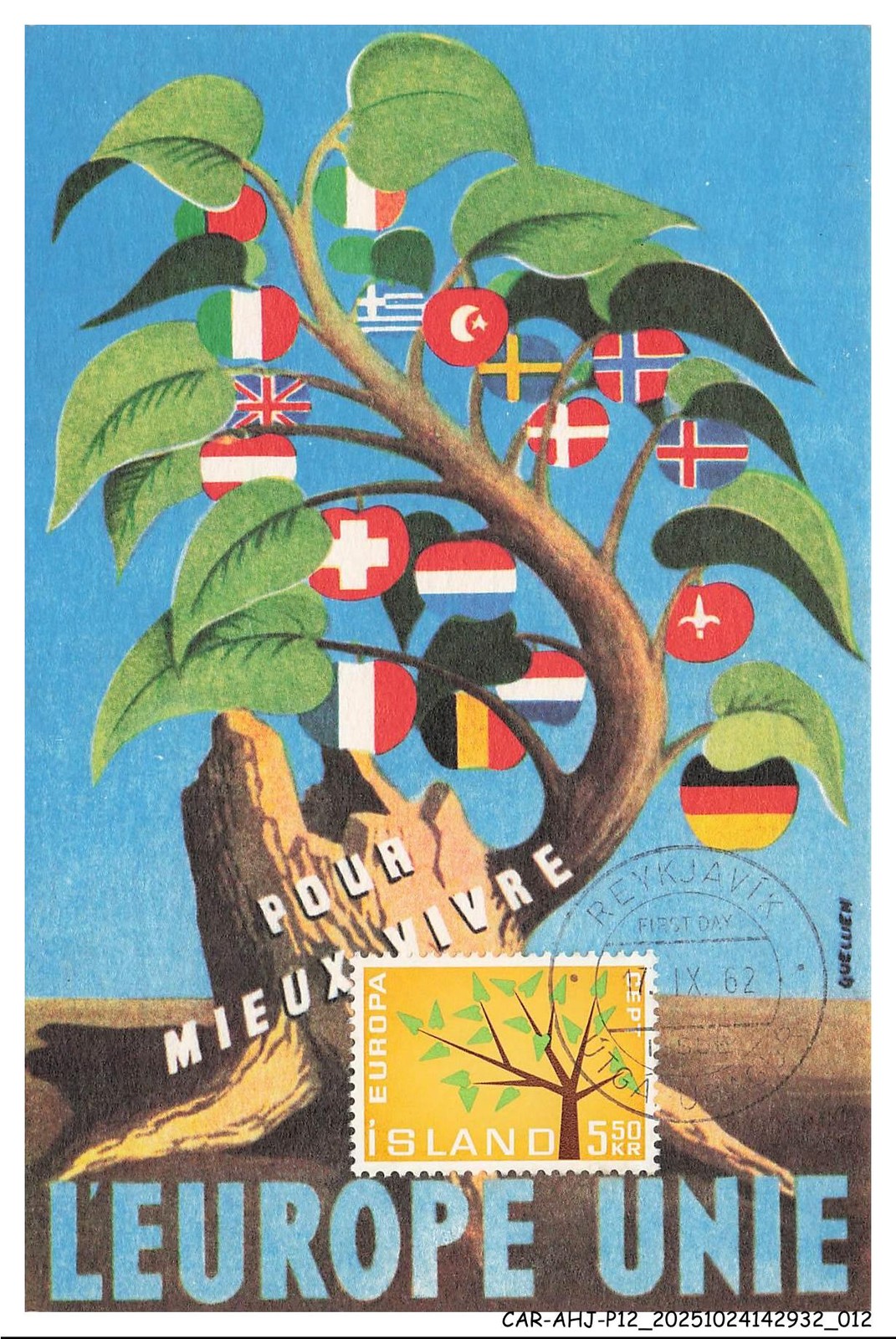 CAR-AHJP12-0562-CARD-MAXIMUM - ICELAND - The United Europe - 1962