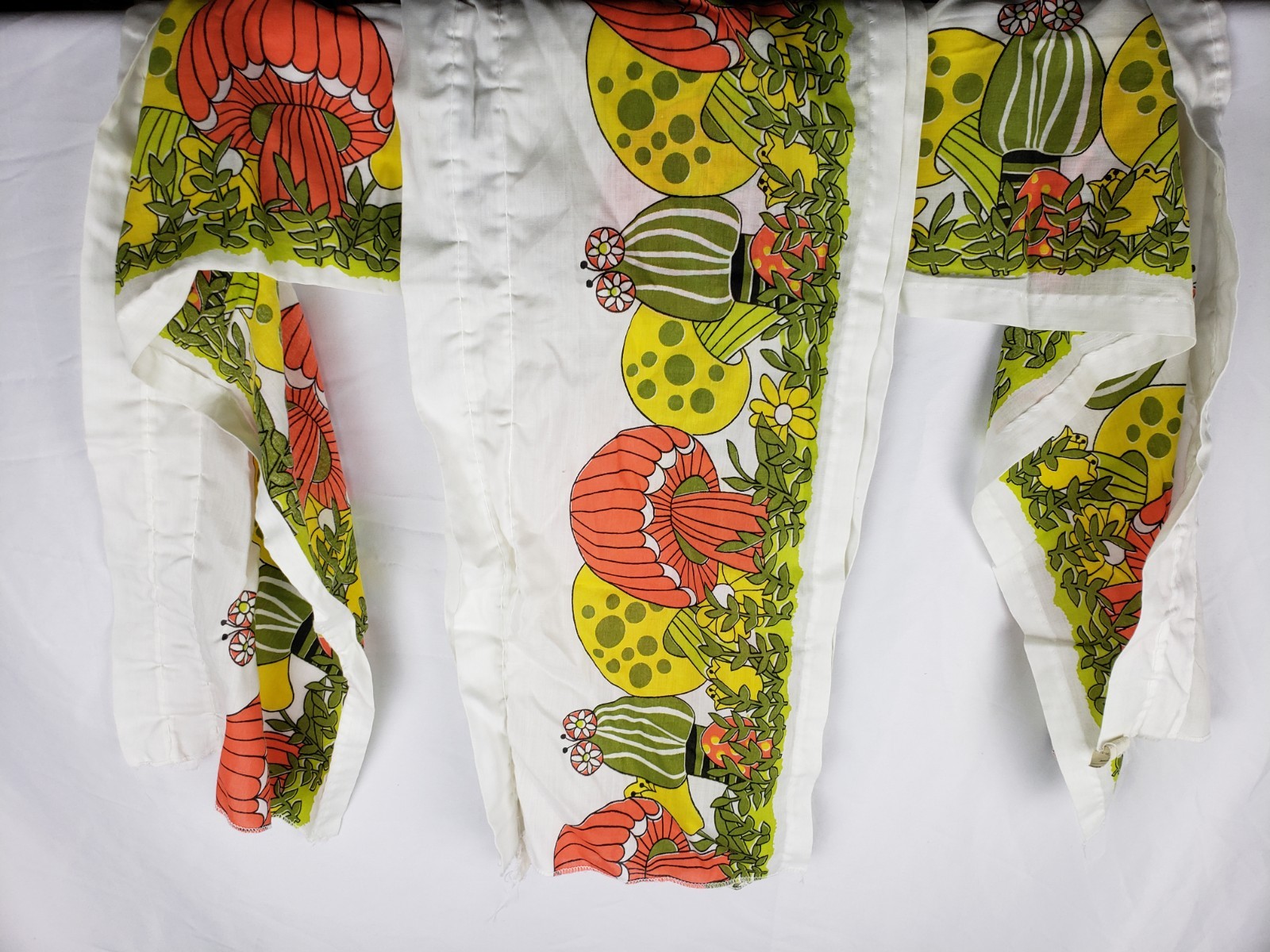 Vintage Penny's Groovy Mod Mushroom Orange Kitchen Curtains 2 Valance Rare 70s