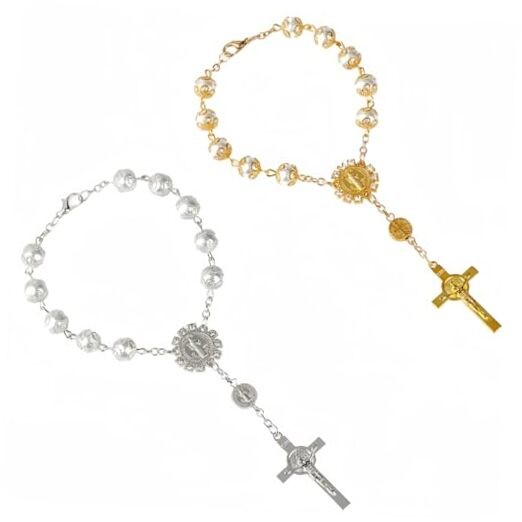 2 Pcs for Rearview Mirror,Cross Car Mirror Hanging Rosary Beads Catholic