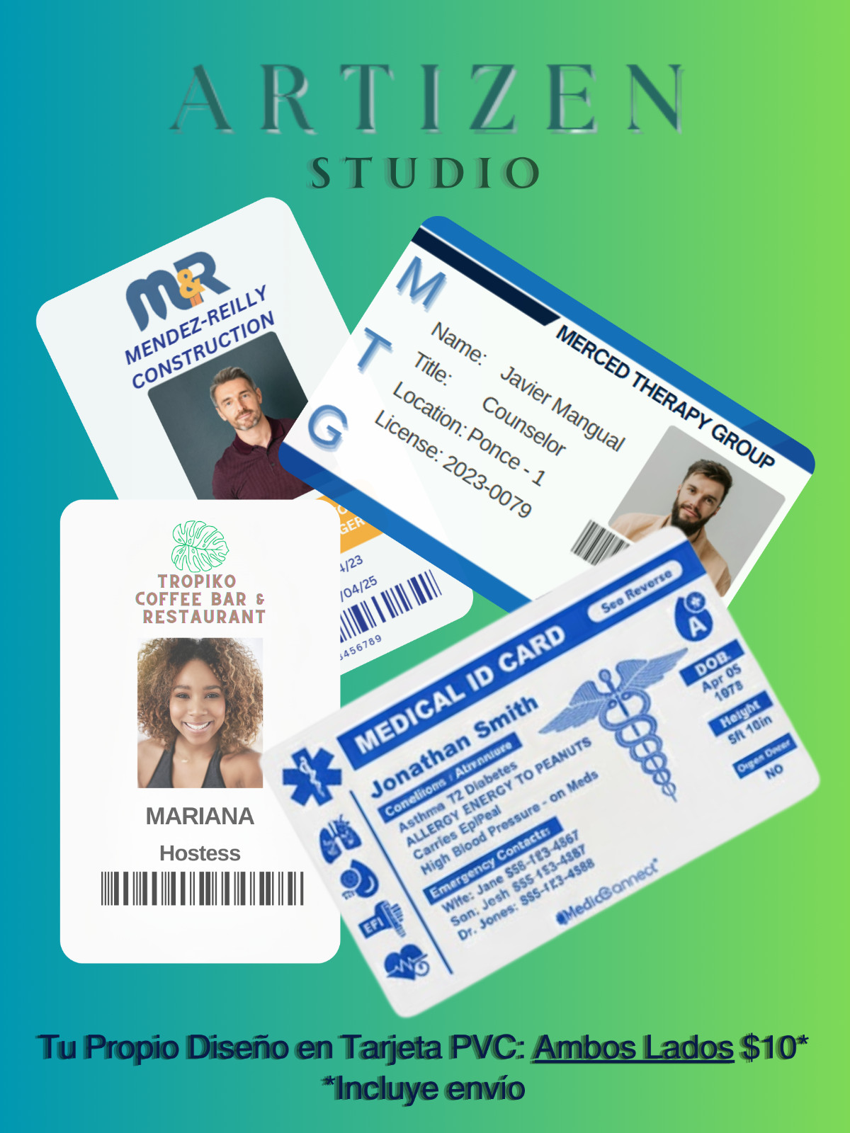 Tarjeta PVC Personalizada Identificación Empleado Estudiante Impreso Doble Lado