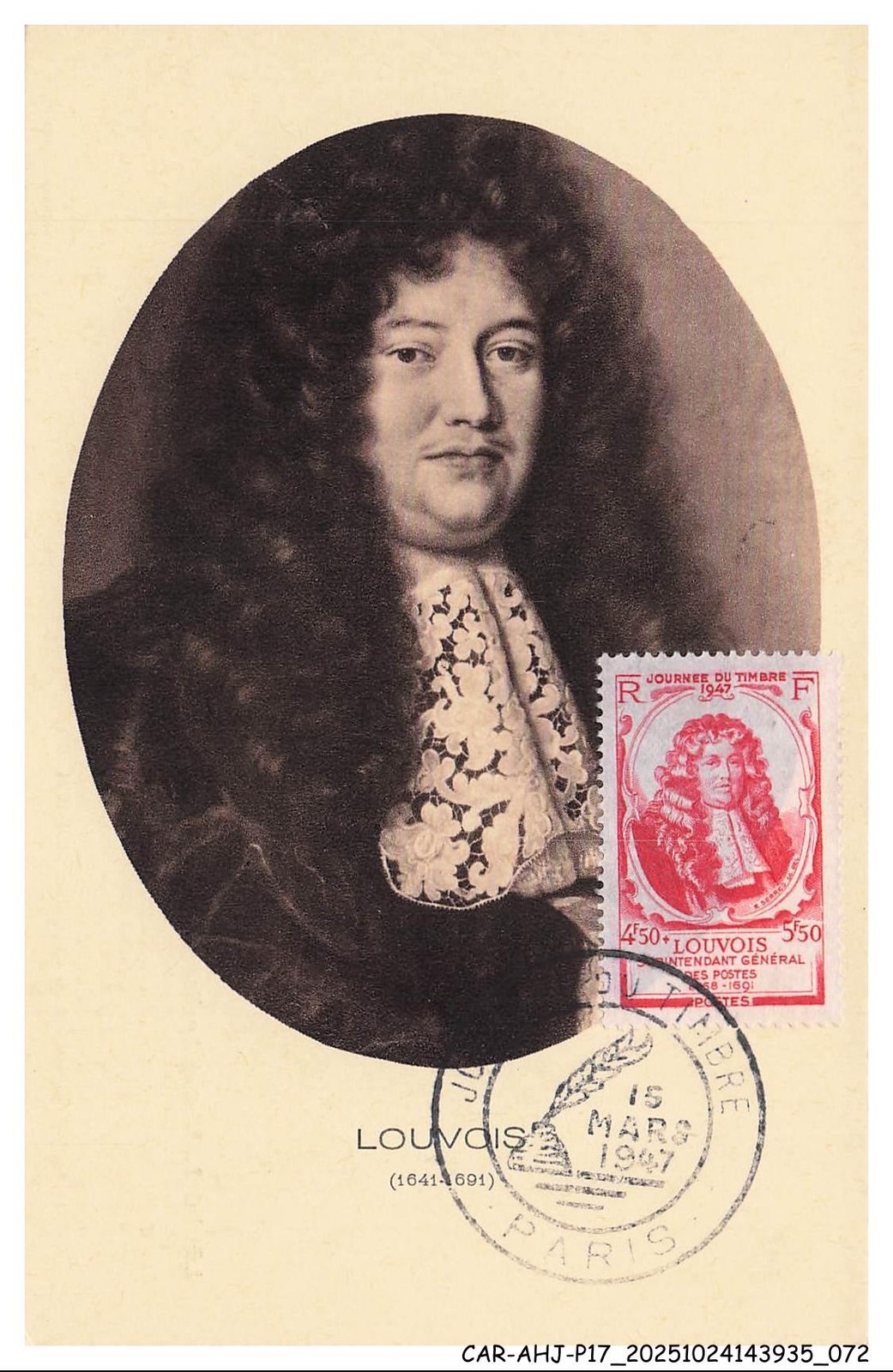 CAR-AHJP17-0813-CARD-MAXIMUM - Louvois - 1947
