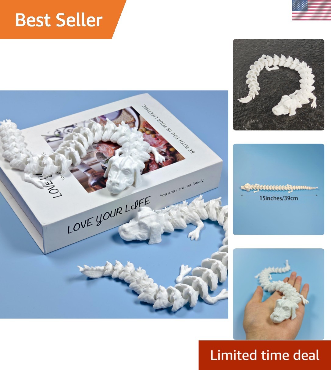 Falkor Luckdragon Statue - 15'' 3D-Printed Dragon for Nostalgic Fantasy Decor