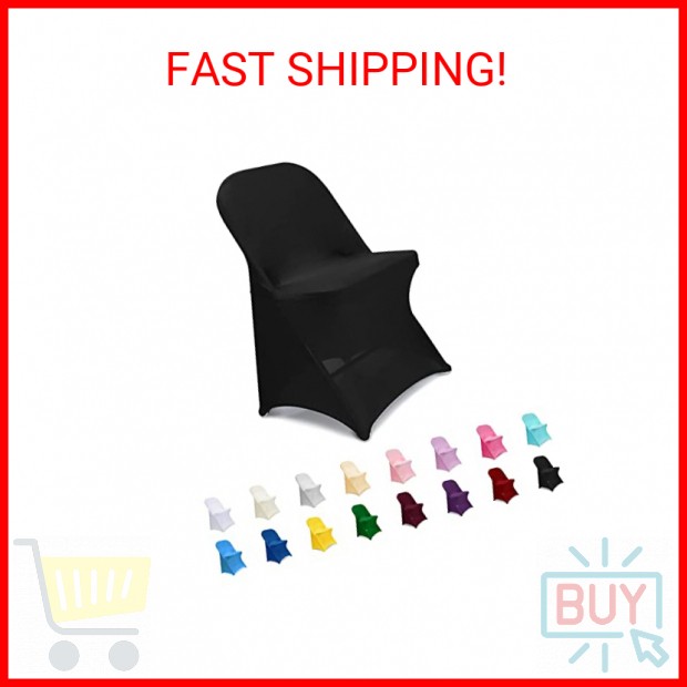 ManMengJi Black Folding Chair Covers, Spandex Folding Chair Covers 10 PCS, Banqu
