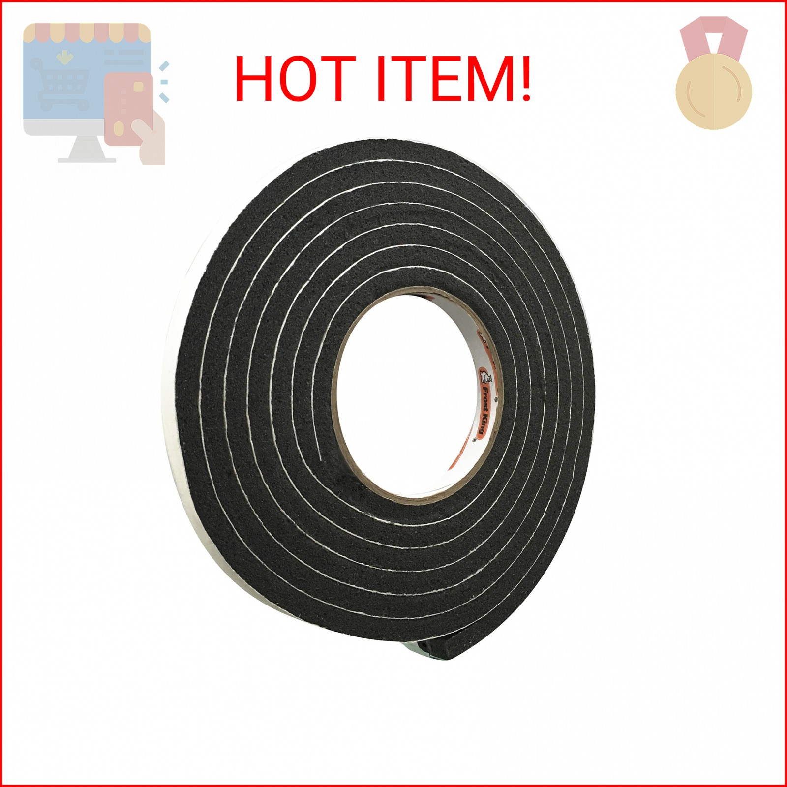 Frost King P Self-Stick Rubber Foam Weatherseal, 1/2" W, 5/16" T, 10 ft L, Black