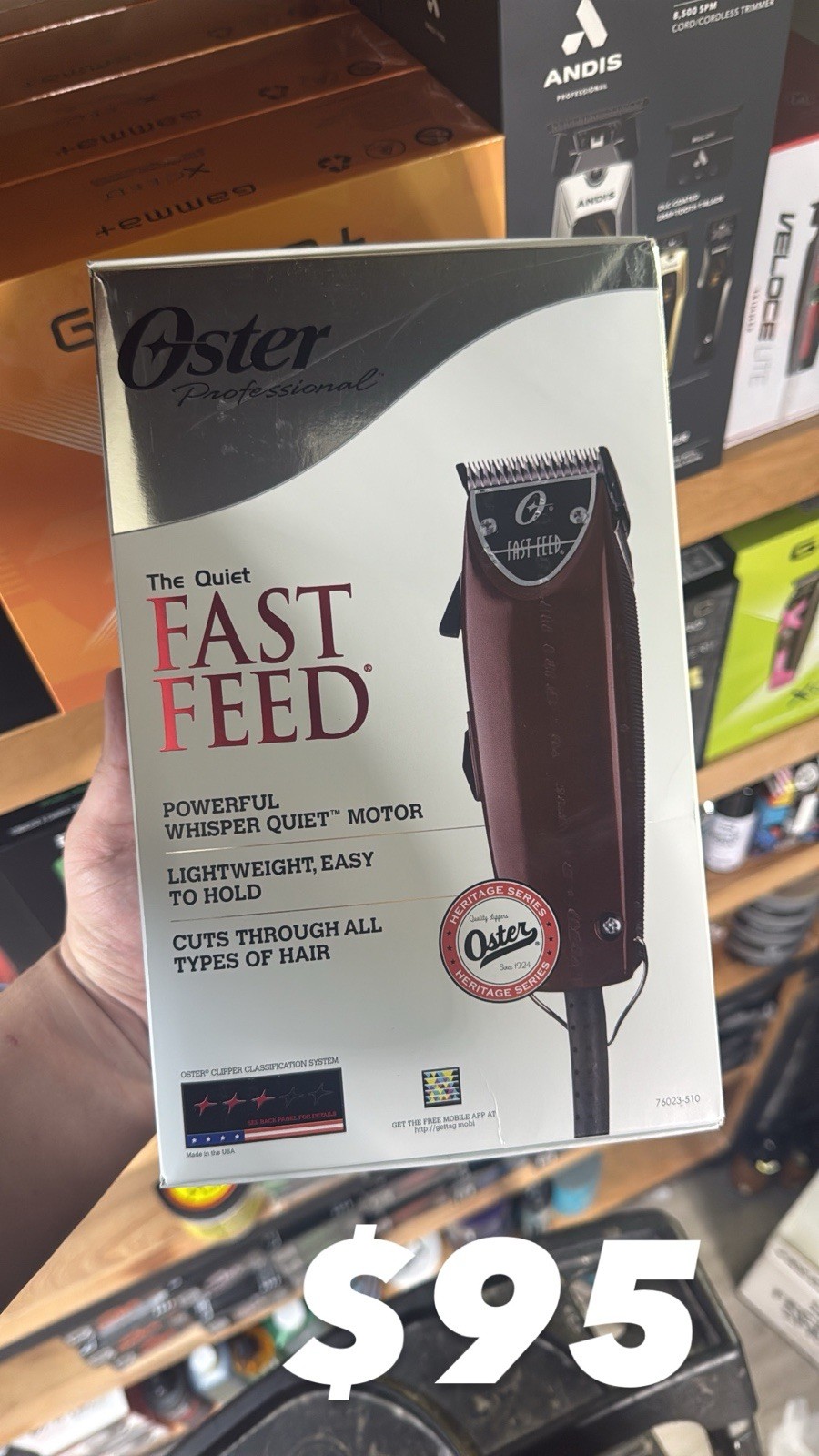 Oster Fast Feed 76023-510 Clipper Burgundy Whisper Quiet Square Blade Head Body