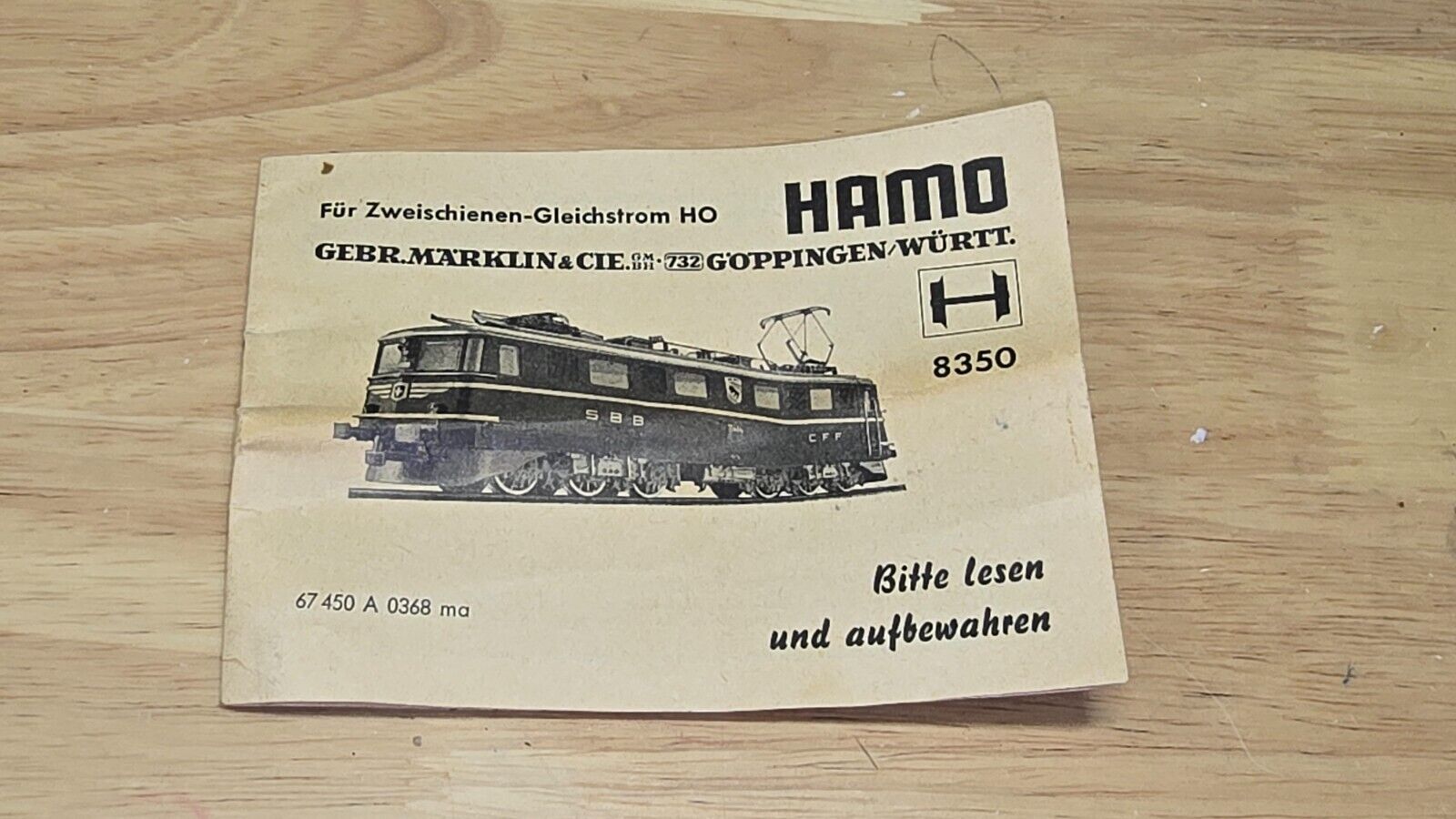 Vintage HAMO MARKLIN #8350 Railroad Train Locomotive Instruction Booklet Book