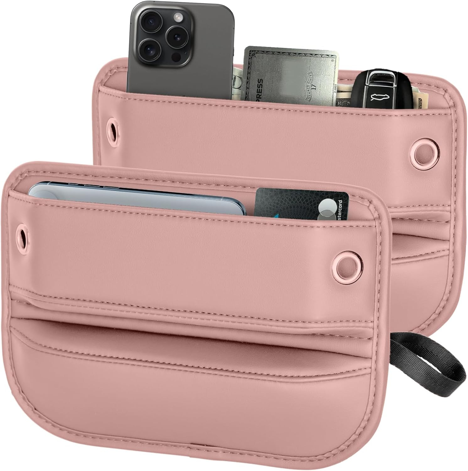 2-Pack Car Seat Gap Filler Organizer - Upgraded Anti-Slip Strap Design - Premium