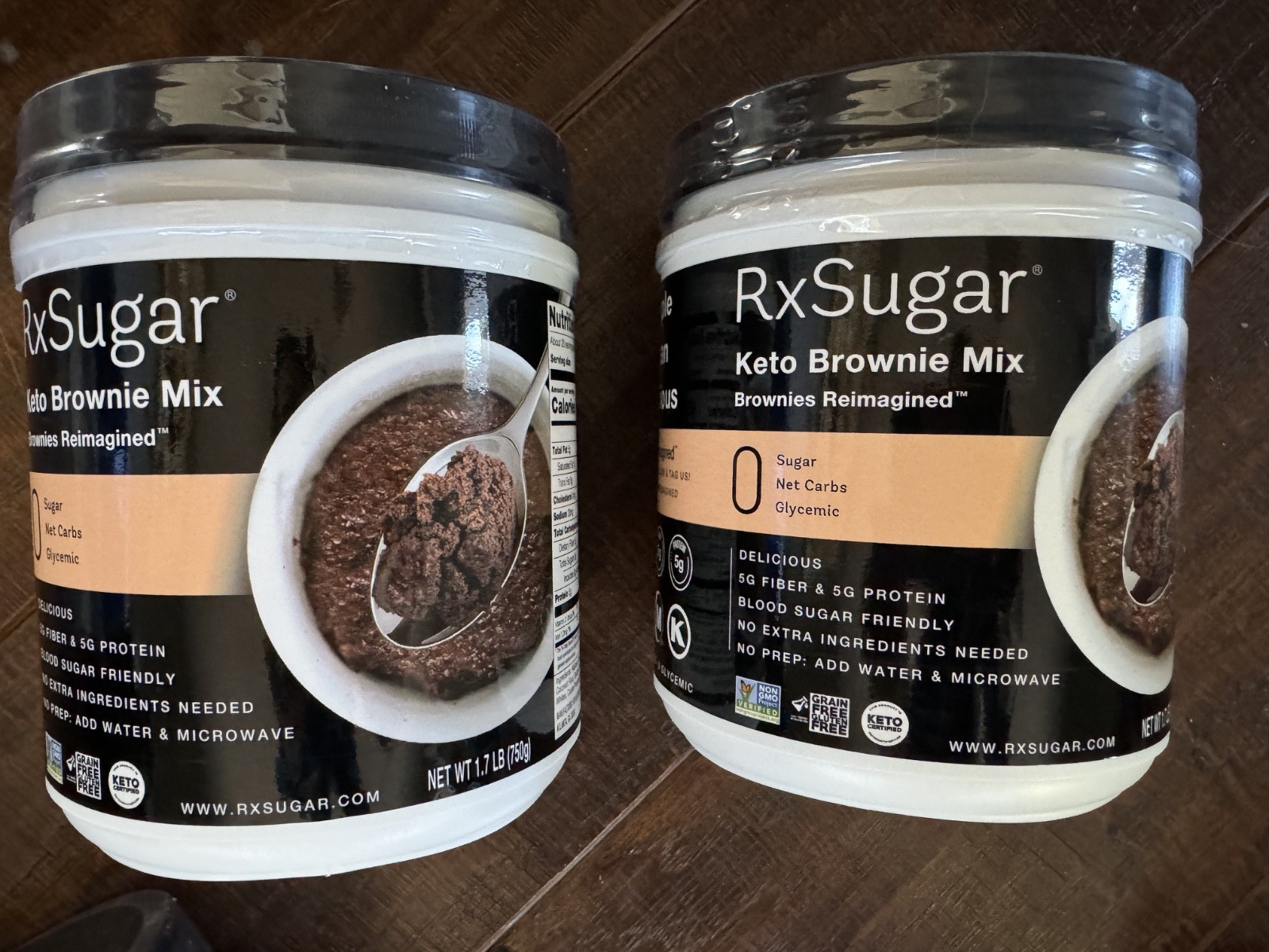2 Tubs RX Sugar Mix Brownie Keto Canister 26.8 oz Each Bb 6/2026