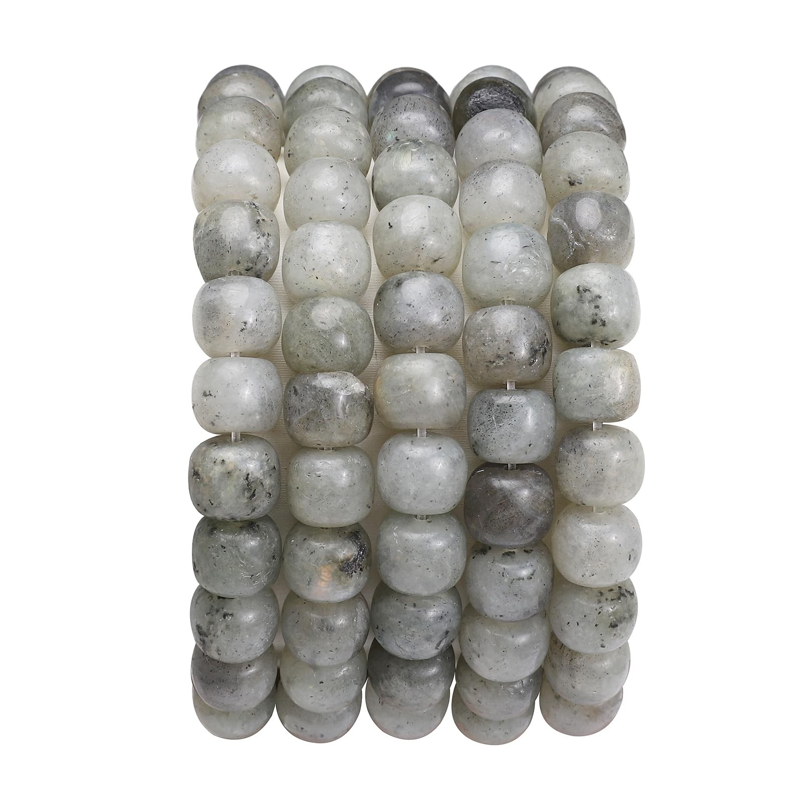 BEADIA Natural Spectrolite Flat Cut Round Drum Stone 8x7mm, 