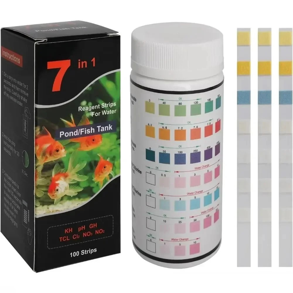 7 in 1 PH Test Fish Tank Water Tropical Aquarium Pond Water Test Strips 50/100x