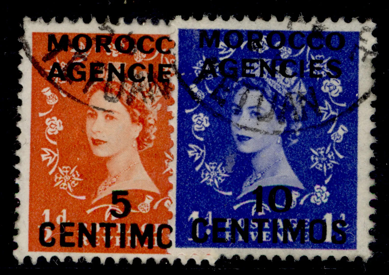 MOROCCO AGENCIES (SPA) QEII SG187-188, 1954-55 complete set, FINE USED. Cat £17.