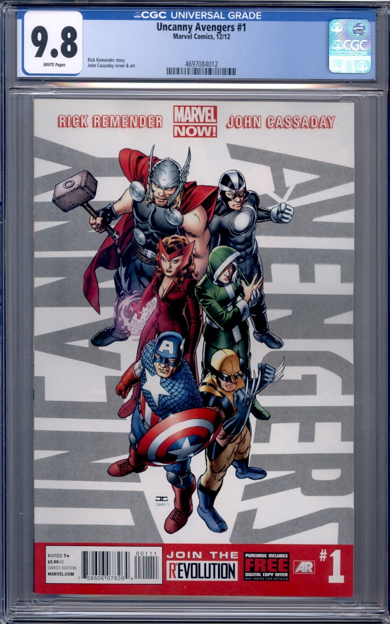 Uncanny Avengers #1 CGC 9.8 Marvel Comics 2012 John Cassaday Cover X-Men