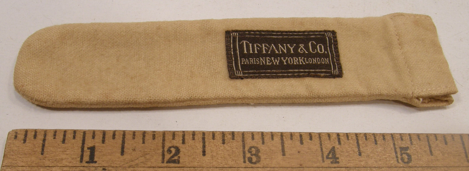VINTAGE TIFFANY & CO ANTI TARNISH CLOTH FOUNTAIN PEN STORAGE POUCH BAG WOVEN TAG