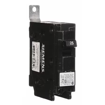 Siemens B125h Miniature Circuit Breaker, Bl Series, 25A, 1 Pole, 120/240V Ac,