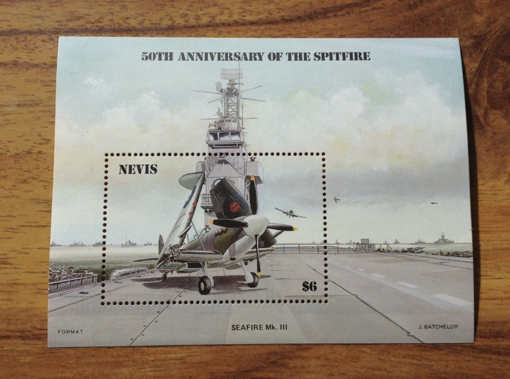 NEVIS MNH 1986 SG376 50th Anniversary of the Spitfire Minisheet. Free UK Postage