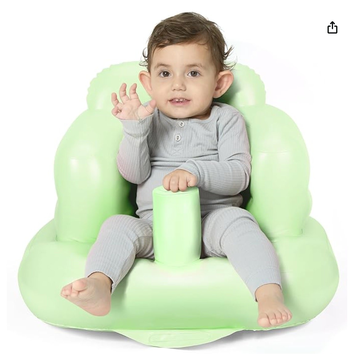 Baby Inflatable Seat Green 3-36 months Portable 21.25" x 21.25" x 14.5" NEW 