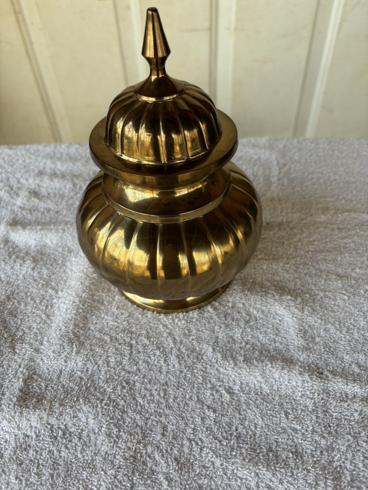 Decorative Brass Lidded Jar Collectible Metalware Vessel Container Home Accent