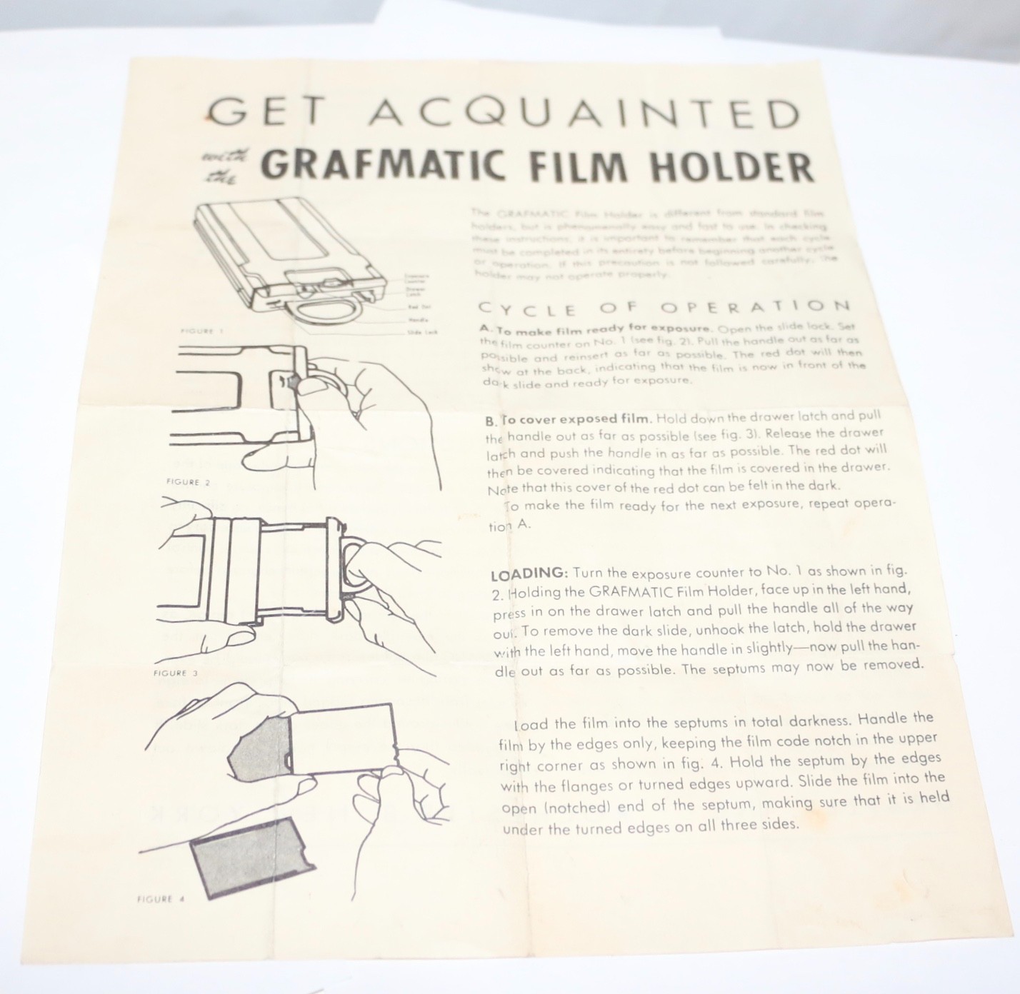 Graflex Grafmatic Film Holder Original Instructions Free USA Shipping