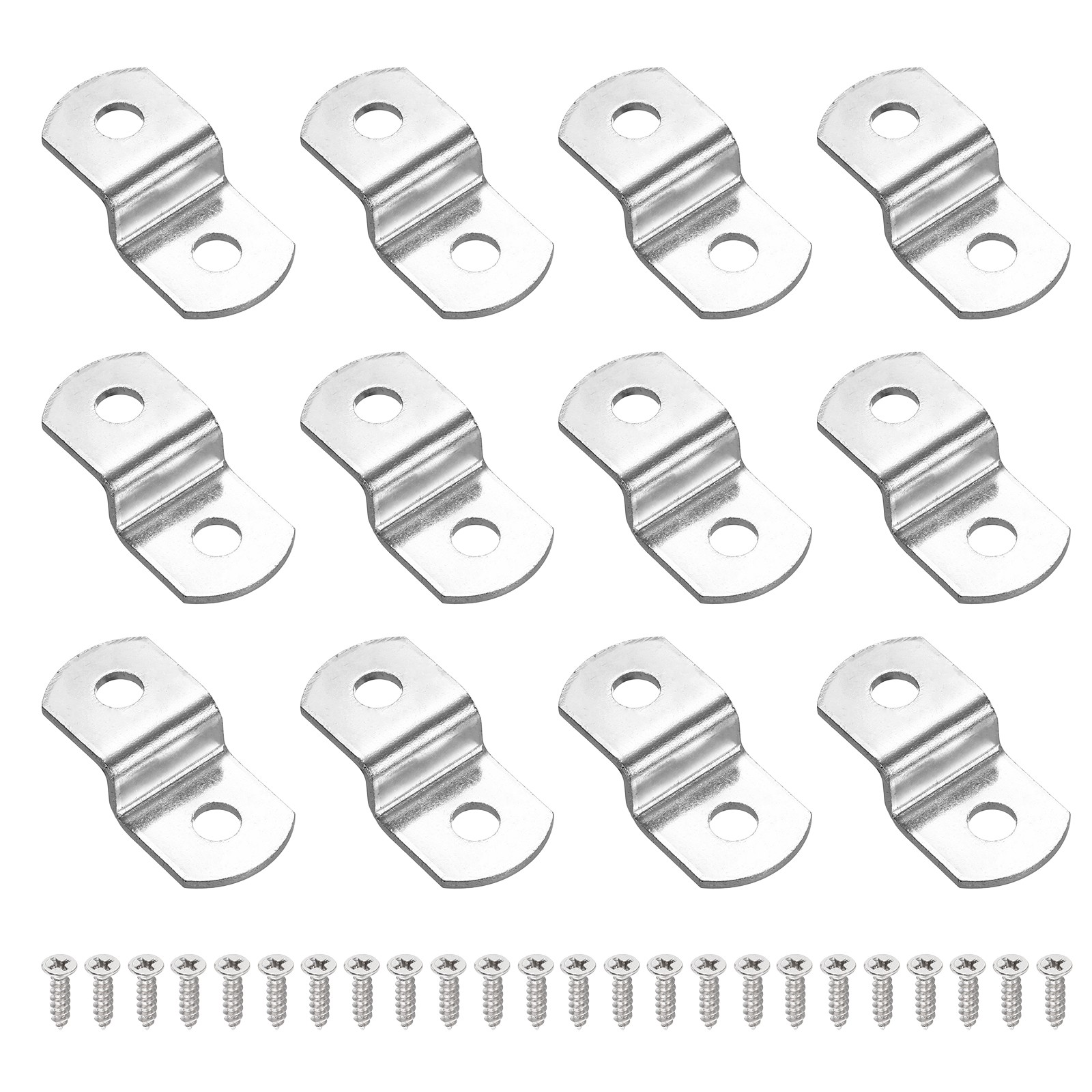 12Pcs 1/5" Offset Canvas Clips with 2 Holes Include 24 Screws, Silver Tone