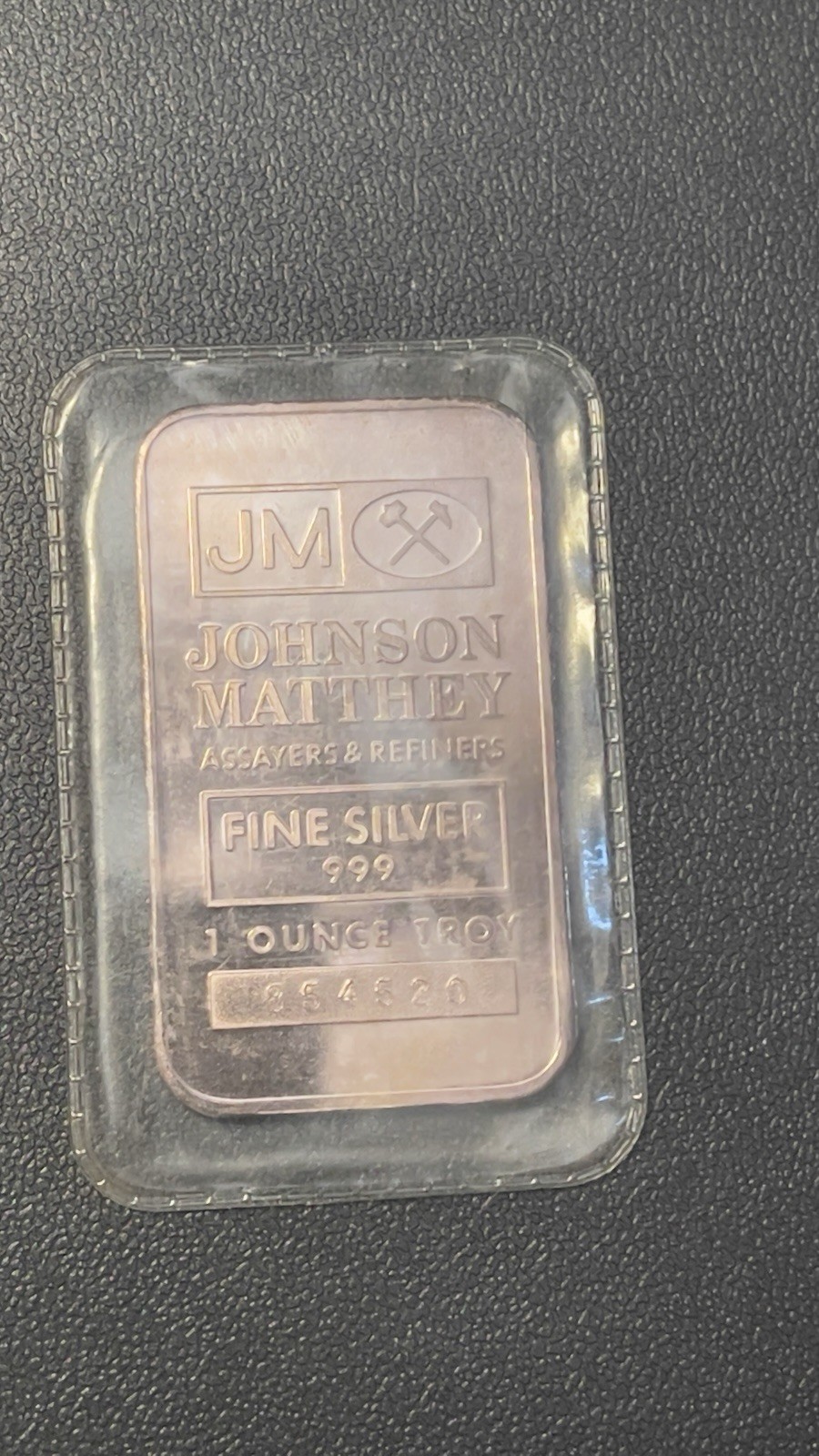 Vintage Johnson Matthey 1 Oz .999 Fine Silver Bar S/N #854520 SEALED TONED