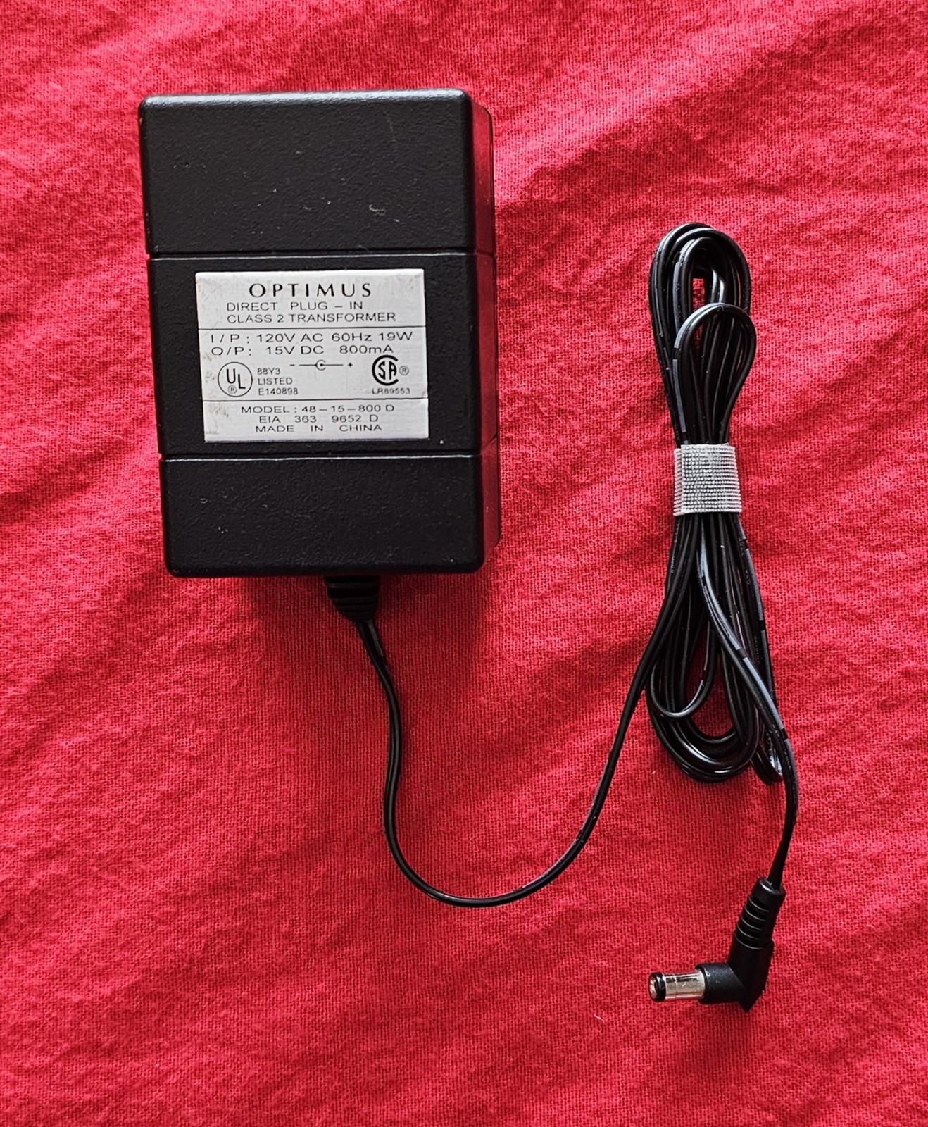 Optimus 48-15-800D 15V DC 800mA OEM Power Supply Adapter Transformer Plug In 