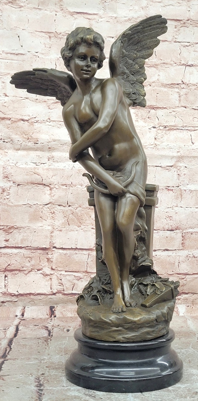 Moreau Bronze Cupid with Wings Sculpture Fine Art Romantic Muse Collectible