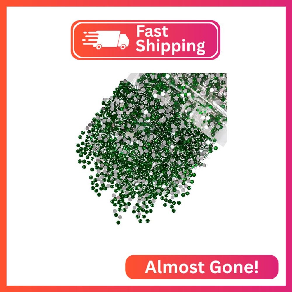 qiipii 5300PCS 3mm Emerald Green Crystal Resin Rhinestones for Crafting Flatback