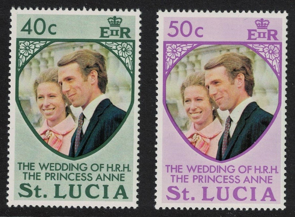 St. Lucia Royal Wedding Princess Anne 2v 1973 MNH SG#365-366