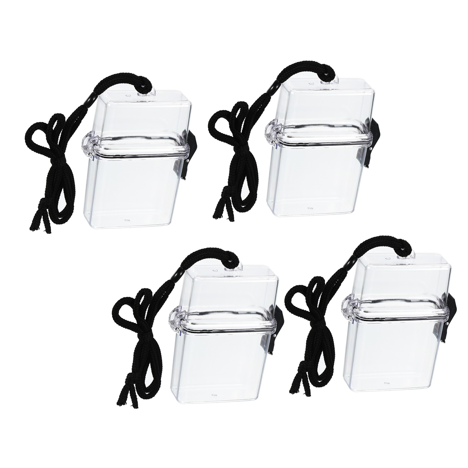White ID Card Badge Holder Waterproof DIY Sports Case with Lanyard , 4Pcs