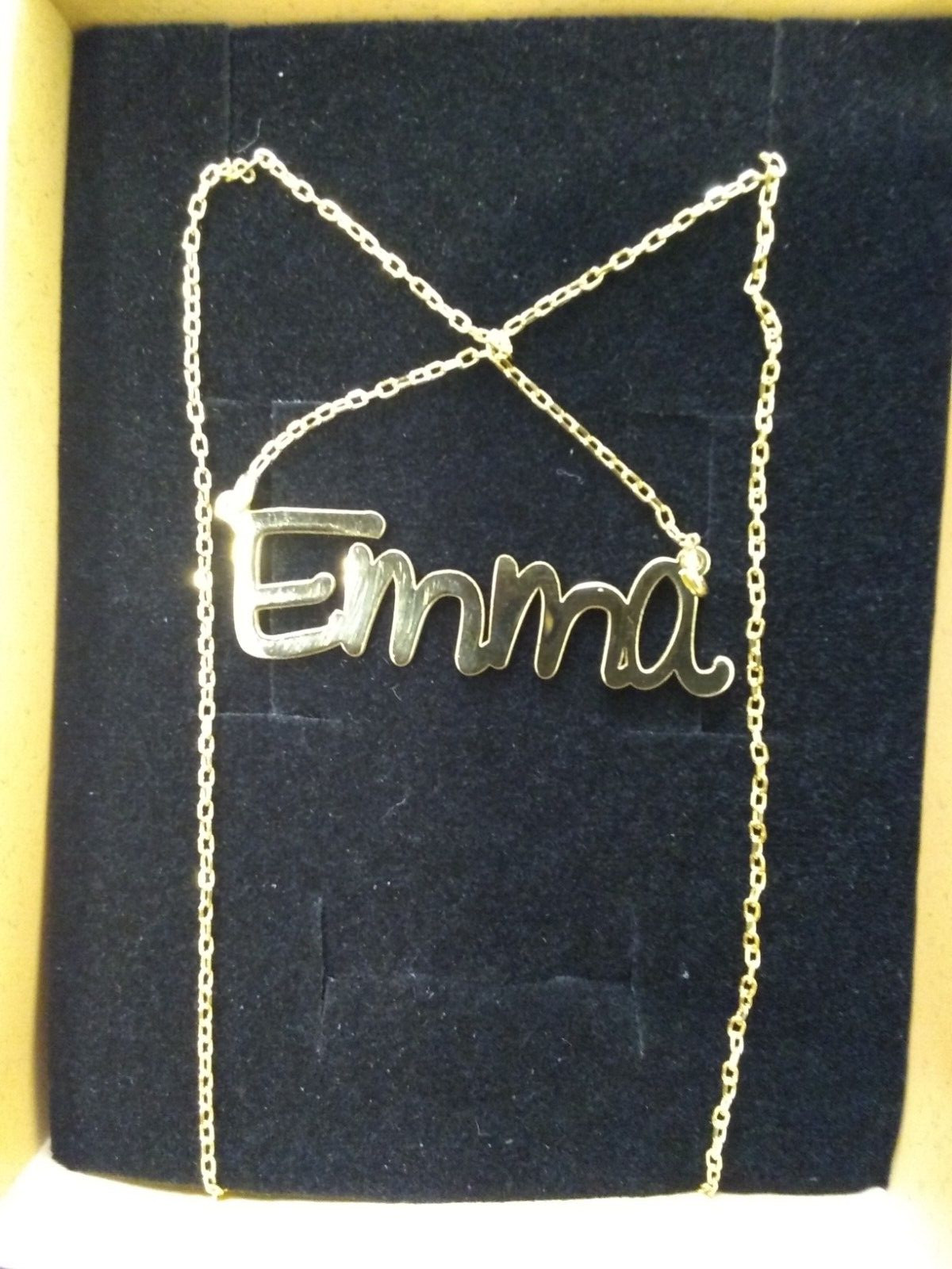 Personalized 14k Gold Plated Name EMMA Necklace 20 Inches Chain Pendant