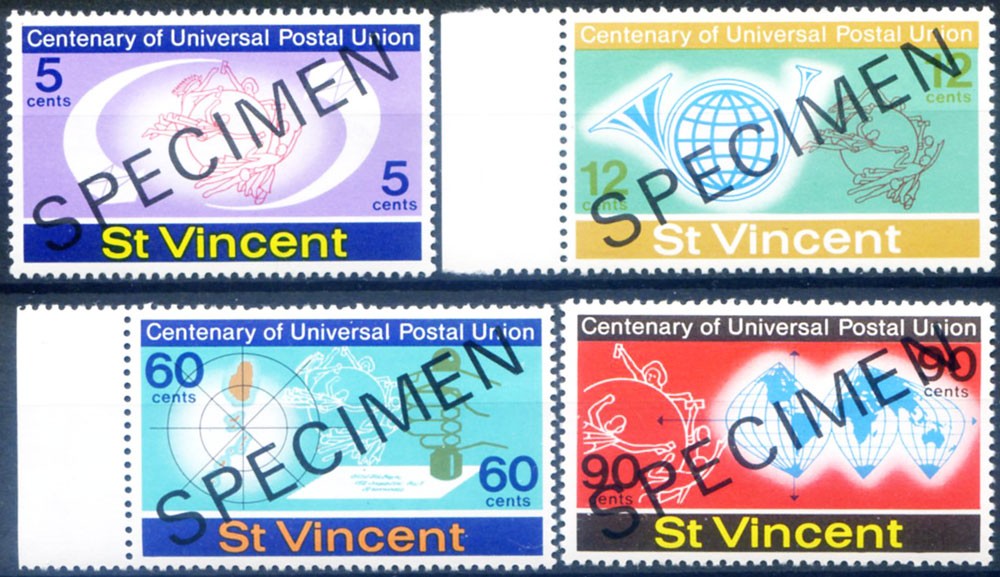 S. Vincent. 1974 UPU, overprinted specimen.