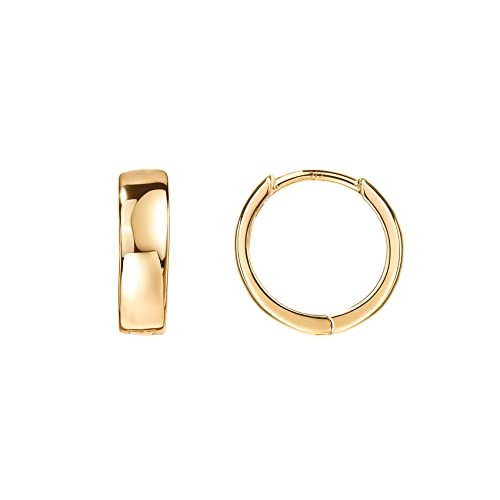  925 Sterling Silver Post Huggie Earrings - Small Hoop 14K Gold Plated Yellow