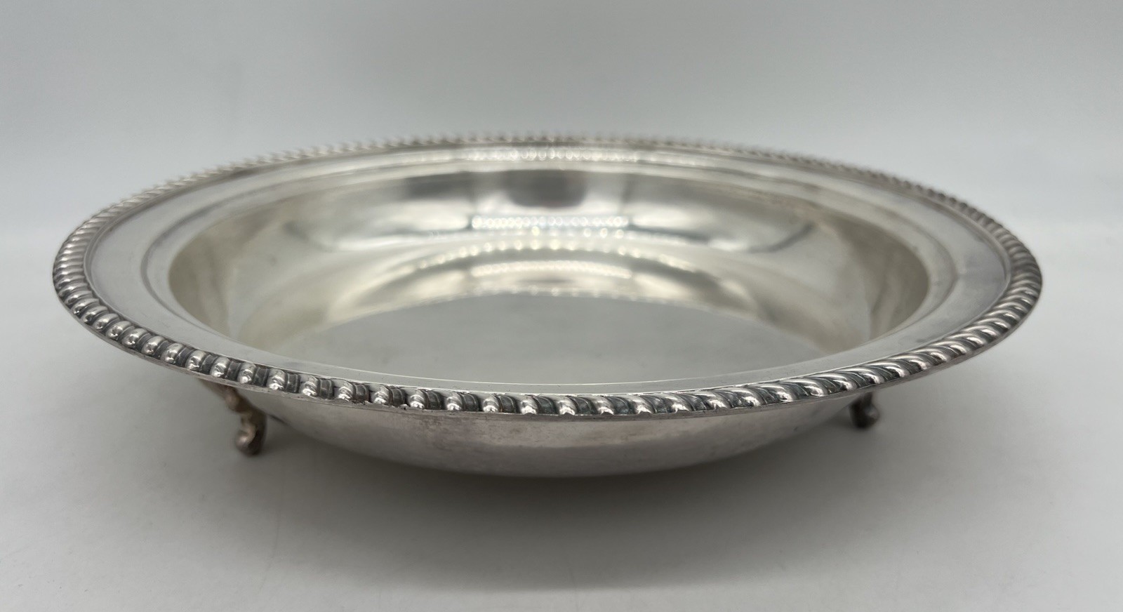 Round Footed Tray Silver-Plate 12 Inches  - Thick & Nice! Vintage Canterbury