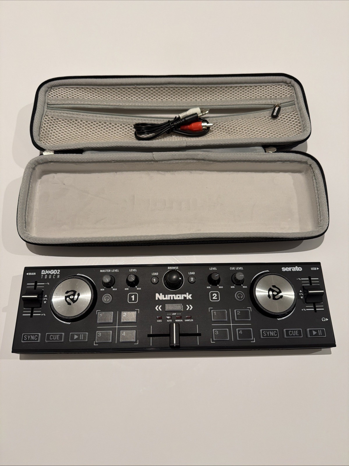 Numark DJ2GO2 2-Channel Serato DJ Controller Touch, Case Included