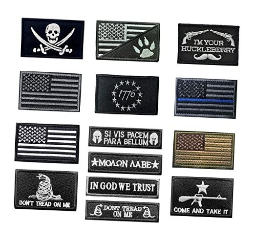  14 PCS Tactical Patch of USA Flag Patch Thin Blue Line Patch Pirate Badge 