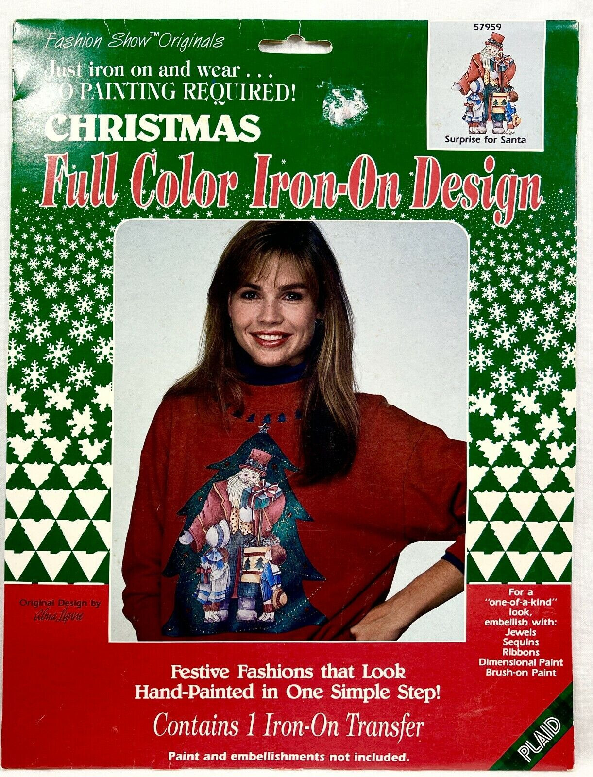 NEW 1991 Plaid Surprise For Santa 57959 Iron-On Fashion Fabric Transfer 10586