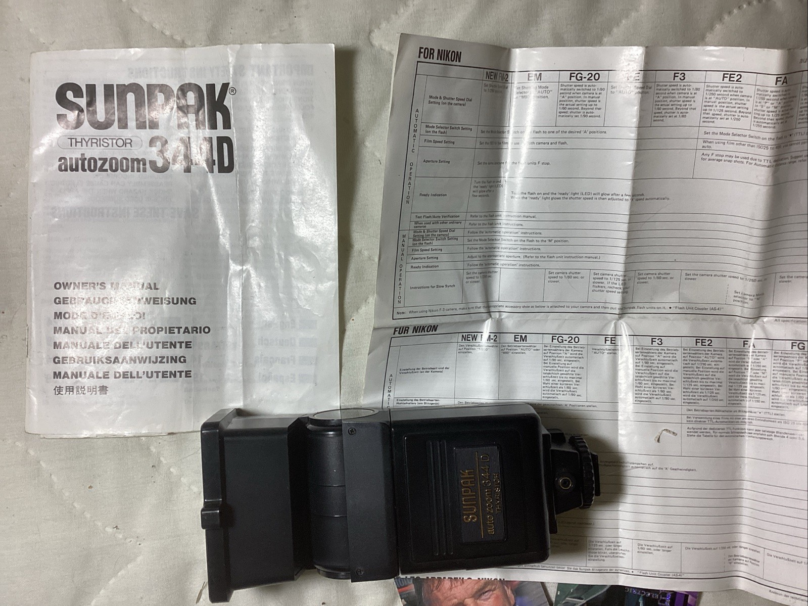 Sunpak Thyristor Auto zoom 344D For Nikon Flash